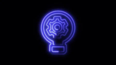 Productivity Setting Outline Icon in HD Video Neon Animation Stock Footage 304552815