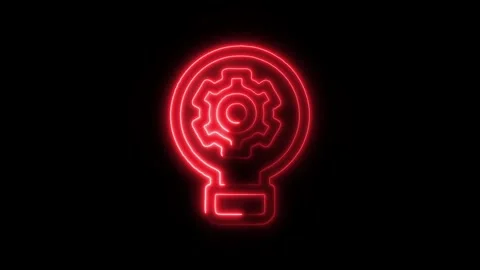 Productivity Setting Outline Icon in HD Video Neon Animation Stock-Footage 304552818