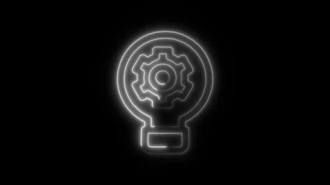 Productivity Setting Outline Icon in HD Video Neon Animation Stock-Footage 304553163