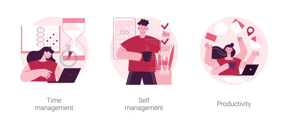 Productivity software abstract concept vector illustrations. Ilustración de archivo