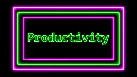 'Productivity' Text Animation with Neon Glow &amp; Glowing Squares. Stock Footage 282577044