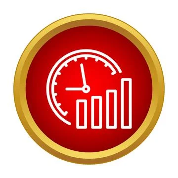 Productivity time management progress icon on red button Stock Illustration