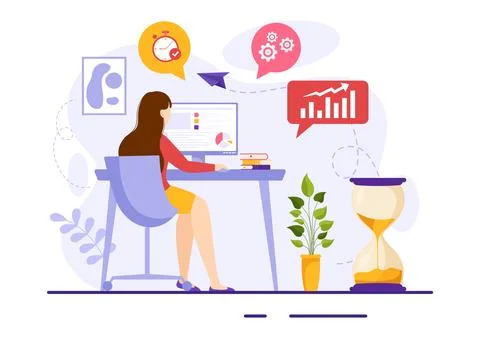 Productivity Tips and Trick Vector Illustration with Marketing Product for .. Stock Illustration