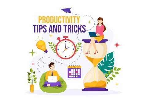 Productivity Tips and Trick Vector Illustration with Marketing Product for .. Stock Illustration