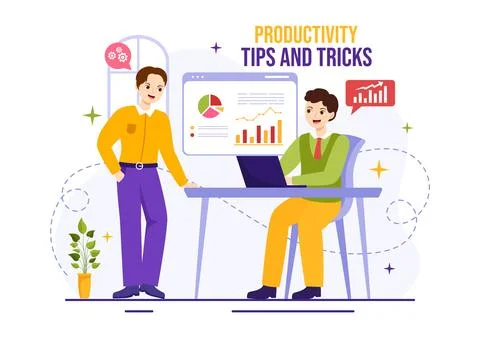 Productivity Tips and Trick Vector Illustration with Marketing Product for .. Stock Illustration
