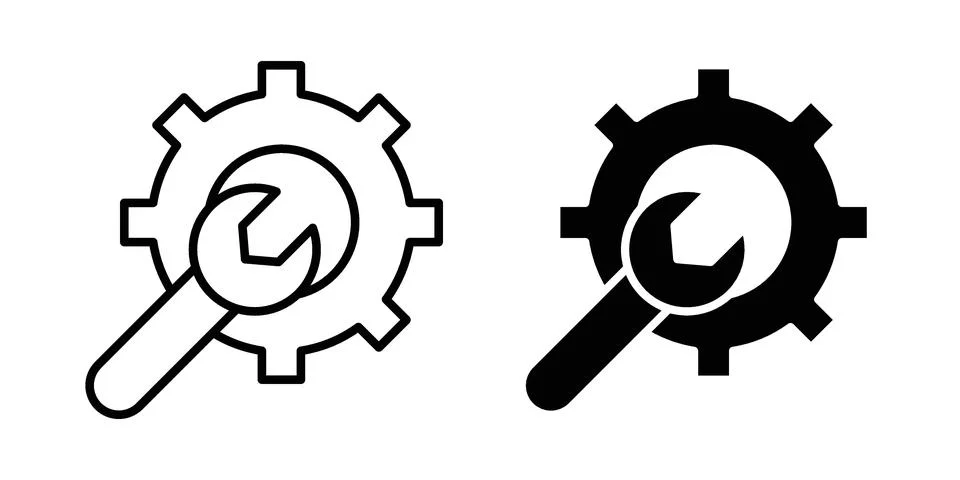 Productivity tools icon linear versions pack on white background Stock Illustration