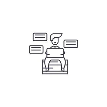 Productivity vector line icon, sign, illustration on background, editable Stock Illustration