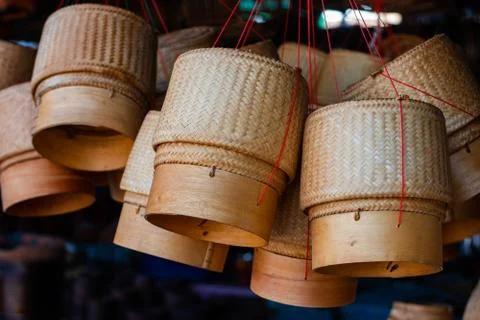 Products from bamboo processing, woven work, handicrafts, local wisdom Foto stock