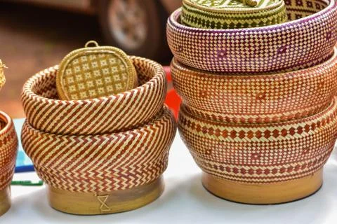 Products from bamboo processing, woven work, handicrafts, local wisdom Foto stock