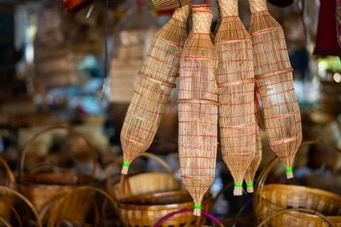 Products from bamboo processing, woven work, handicrafts, local wisdom Foto stock
