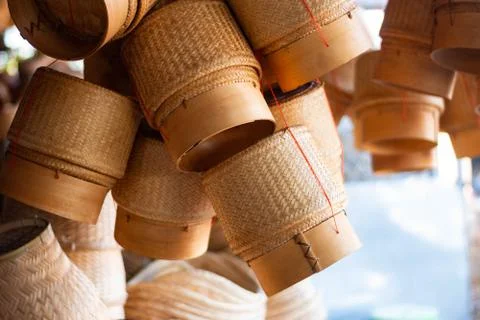 Products from bamboo processing, woven work, handicrafts, local wisdom Foto stock
