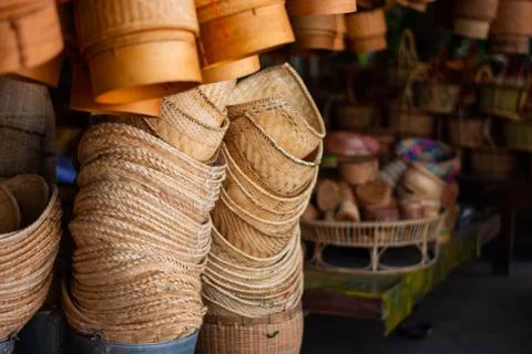 Products from bamboo processing, woven work, handicrafts, local wisdom Foto stock