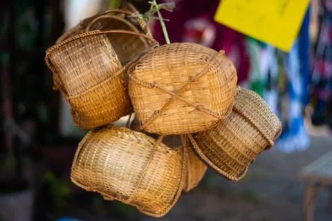 Products from bamboo processing, woven work, handicrafts, local wisdom Foto stock
