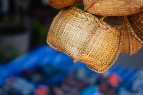 Products from bamboo processing, woven work, handicrafts, local wisdom Foto stock