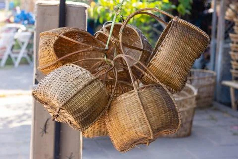Products from bamboo processing, woven work, handicrafts, local wisdom Foto stock