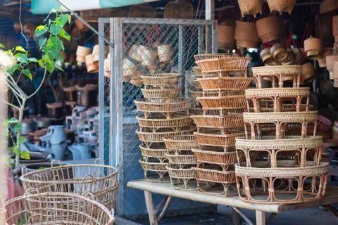 Products from bamboo processing, woven work, handicrafts, local wisdom Foto stock