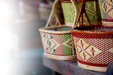 Products from bamboo processing, woven work, handicrafts, local wisdom Foto stock
