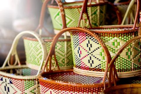 Products from bamboo processing, woven work, handicrafts, local wisdom Foto stock