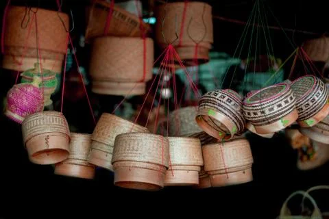Products from bamboo processing, woven work, handicrafts, local wisdom Foto stock