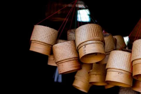 Products from bamboo processing, woven work, handicrafts, local wisdom Foto stock