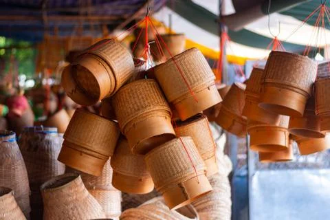 Products from bamboo processing, woven work, handicrafts, local wisdom Foto stock