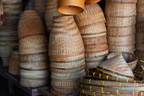 Products from bamboo processing, woven work, handicrafts, local wisdom Foto stock
