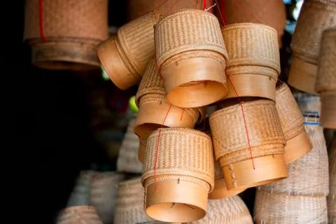 Products from bamboo processing, woven work, handicrafts, local wisdom Foto stock