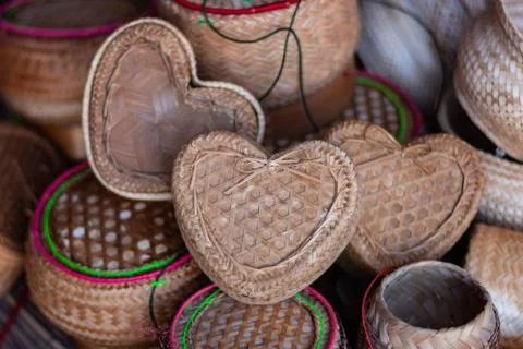 Products from bamboo processing, woven work, handicrafts, local wisdom Foto stock