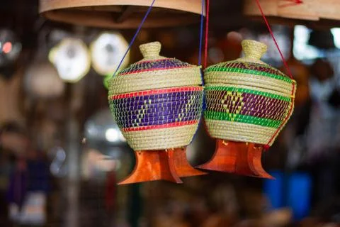 Products from bamboo processing, woven work, handicrafts, local wisdom Foto stock