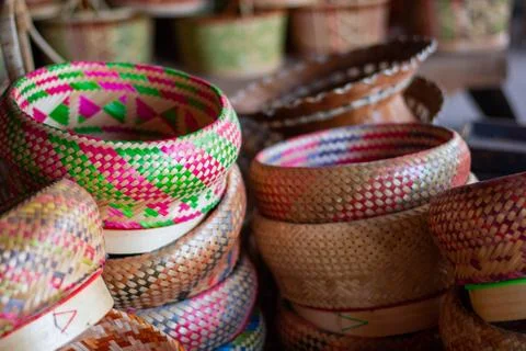 Products from bamboo processing, woven work, handicrafts, local wisdom Foto stock