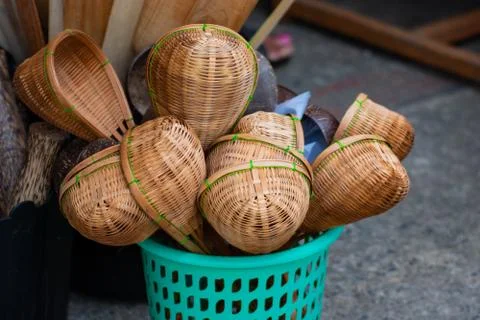 Products from bamboo processing, woven work, handicrafts, local wisdom Foto stock