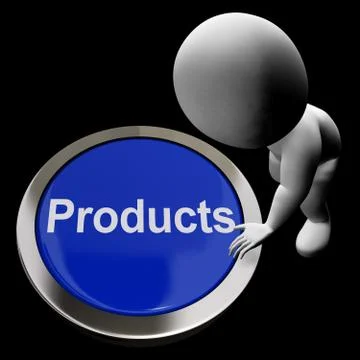 Products computer button shows internet shopping for goods Stock Illustration