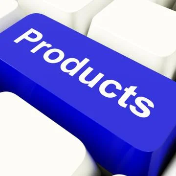 Products computer key in blue showing internet shopping goods Stockillustratie