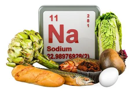 Products containing Sodium, 3D rendering Stock Illustration