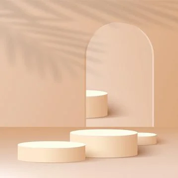 Products display 3d background podium scene with cream shape geometric platfo Stock Illustration
