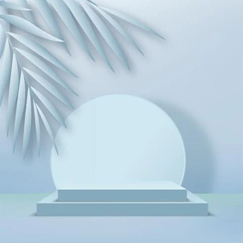 Products display 3d background podium scene with blue shape geometric platfor Stock Illustration