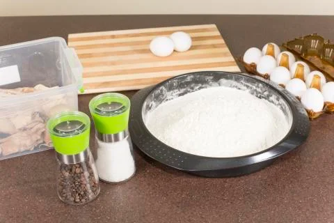 Products on the kitchen table Stock Photos