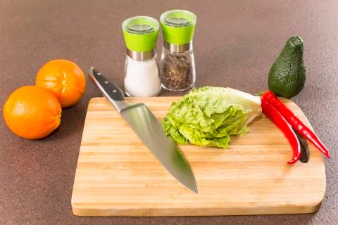 Products on kitchen table Stock Photos