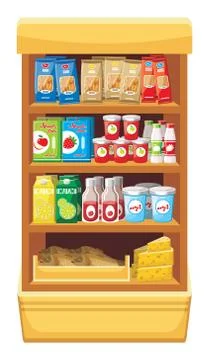 Products in the supermarket Stock Illustration