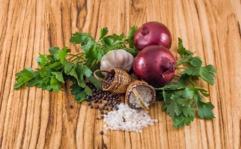 Products on the table Foto stock