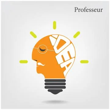 Professeur or old scientist sign.creative light bulb and education or busines Stock Illustration