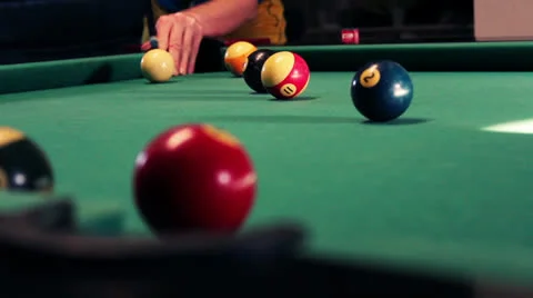 PROFESSINAL PLAYER OF BILLIARD BALL N 3° IN THE HOLE Stock Footage 25707291