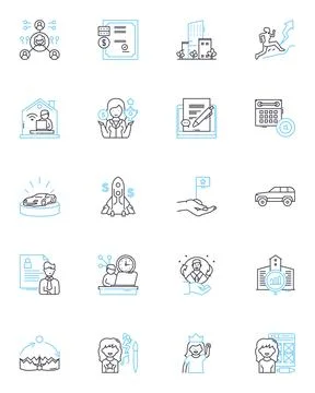 Profession and Credentials linear icons set. Lawyer, Engineer, Doctor Stock Illustration