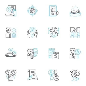 Profession and Credentials linear icons set. Lawyer, Engineer, Doctor Stock Illustration