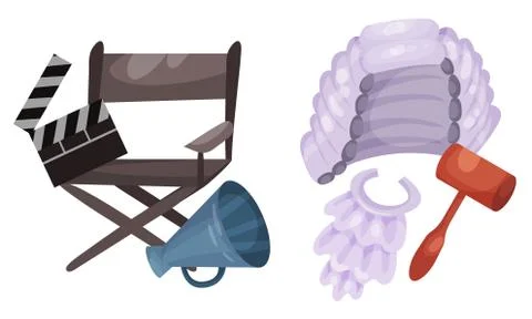 Profession Attributes Composition with Judge and Director Tools Vector Set Stock Illustration