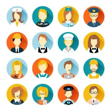 Profession avatar on circles Stock Illustration