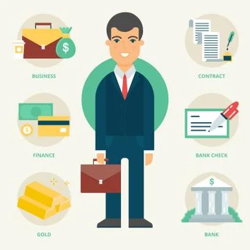 Profession: Businessman. Vector illustration, flat style Stock Illustration