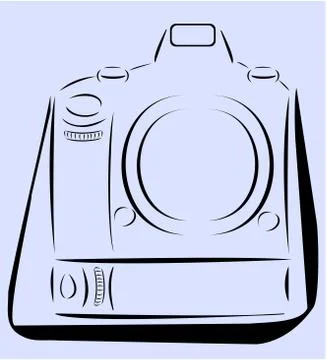 Profession camera with strap minimalist design vector Stock Illustration