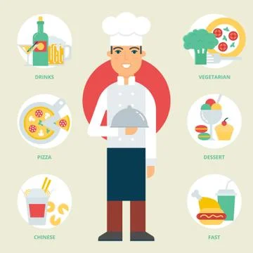 Profession: Chef. Vector illustration, flat style Stock Illustration