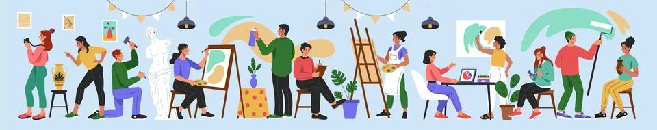 Profession creative. Craft character, group artist, art painting. Illustration Stock Illustration